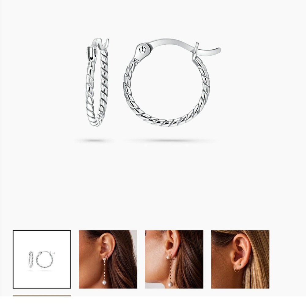 14K Baby Gold Dainty Twist White Gold Earrings